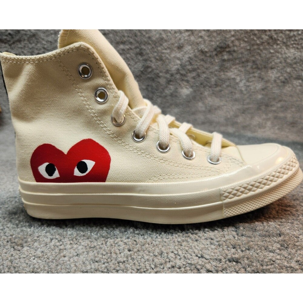 Converse x CDG Play Chuck 70 Hi Milk Beige Heart Logo Men's 3 Canvas Sneakers